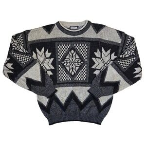 Honors Mens Vintage Geometric Knit Skater Grunge Punk Chunky Sweater M Retro